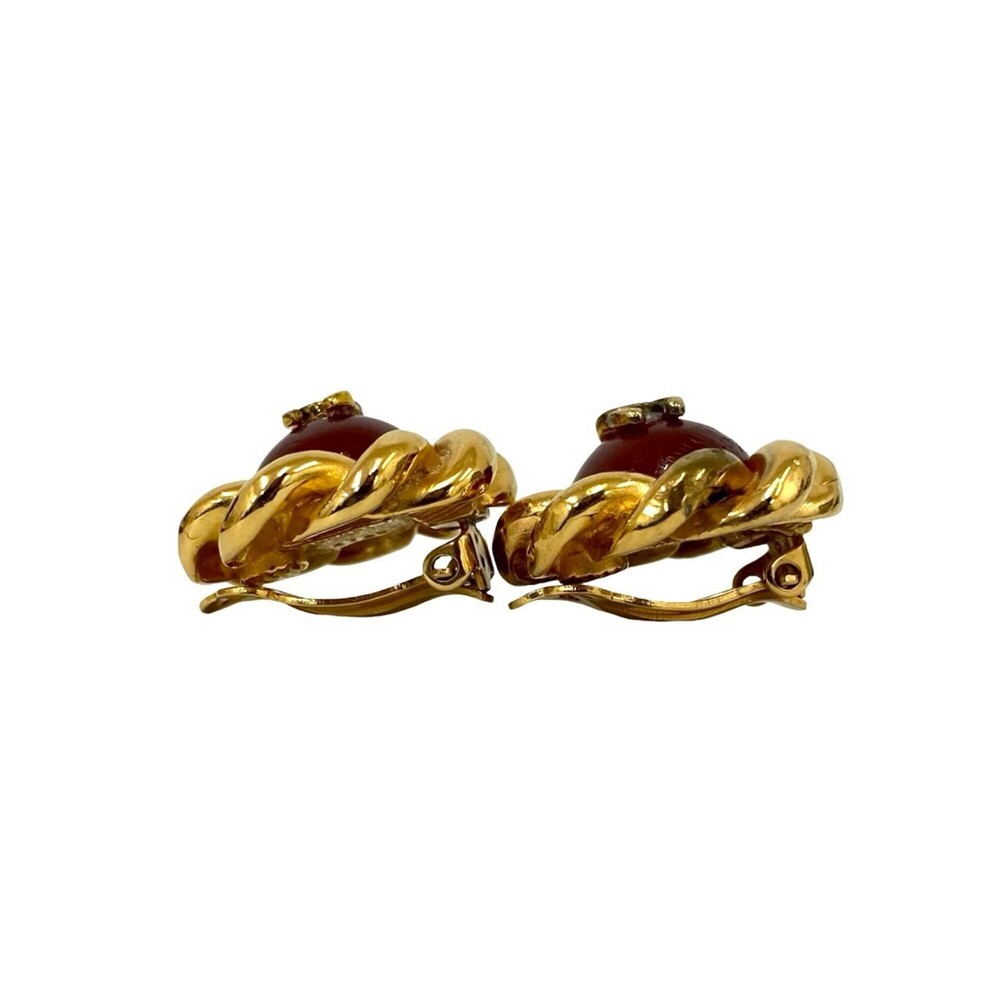 CHANEL Authentic Red Logo Earrings - Picture 2 of 5